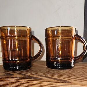 Anchor Hocking Amber Glass Mugs